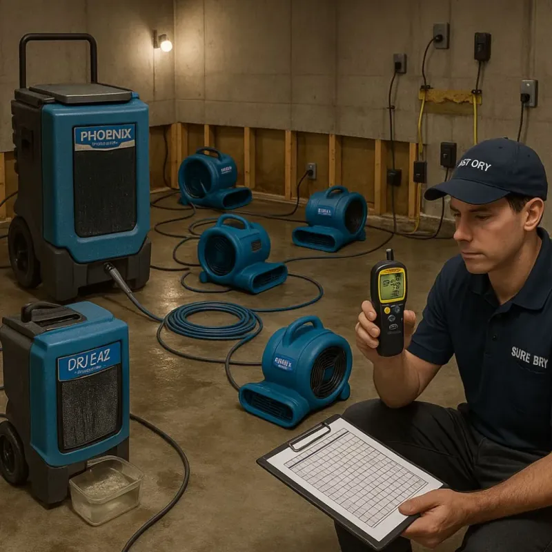 Structural Drying and Dehumidification process in Romoland, CA